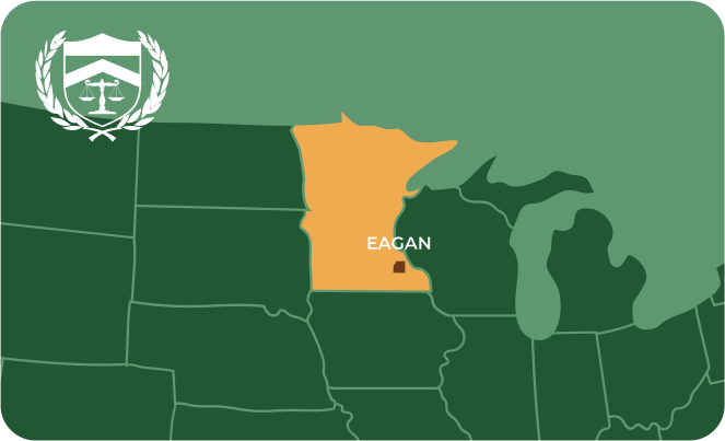 State map with Eagan, Minnesota highlighted, showing that Cash for Arms purchases guns in Eagan