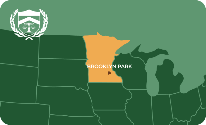State map with Brooklyn Park, Minnesota highlighted, showing that Cash for Arms purchases guns in Brooklyn Park