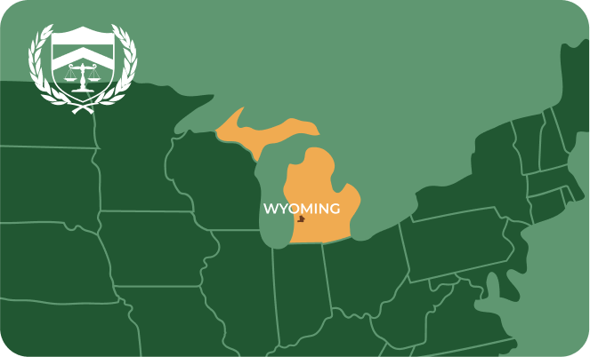 State map with Wyoming, Michigan highlighted, showing that Cash for Arms purchases guns in Wyoming