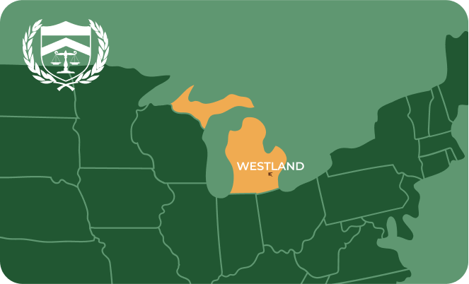 State map with Westland, Michigan highlighted, showing that Cash for Arms purchases guns in Westland