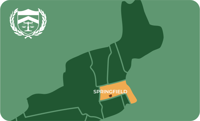 State map with Springfield, Massachusetts highlighted, showing that Cash for Arms purchases guns in Springfield