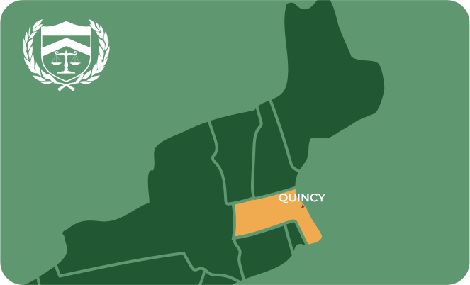 State map with Quincy, Massachusetts highlighted, showing that Cash for Arms purchases guns in Quincy