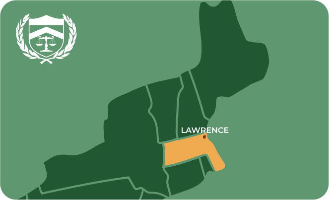 State map with Lawrence, Massachusetts highlighted, showing that Cash for Arms purchases guns in Lawrence