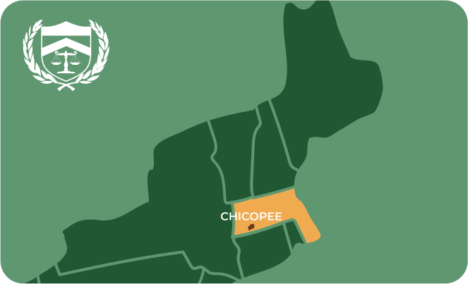 State map with Chicopee, Massachusetts highlighted, showing that Cash for Arms purchases guns in Chicopee