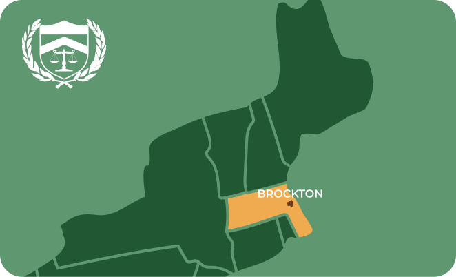 State map with Brockton, Massachusetts highlighted, showing that Cash for Arms purchases guns in Brockton