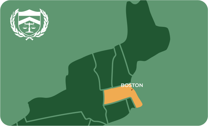 State map with Boston, Massachusetts highlighted, showing that Cash for Arms purchases guns in Boston