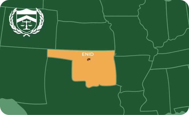 Enid in Oklahoma map