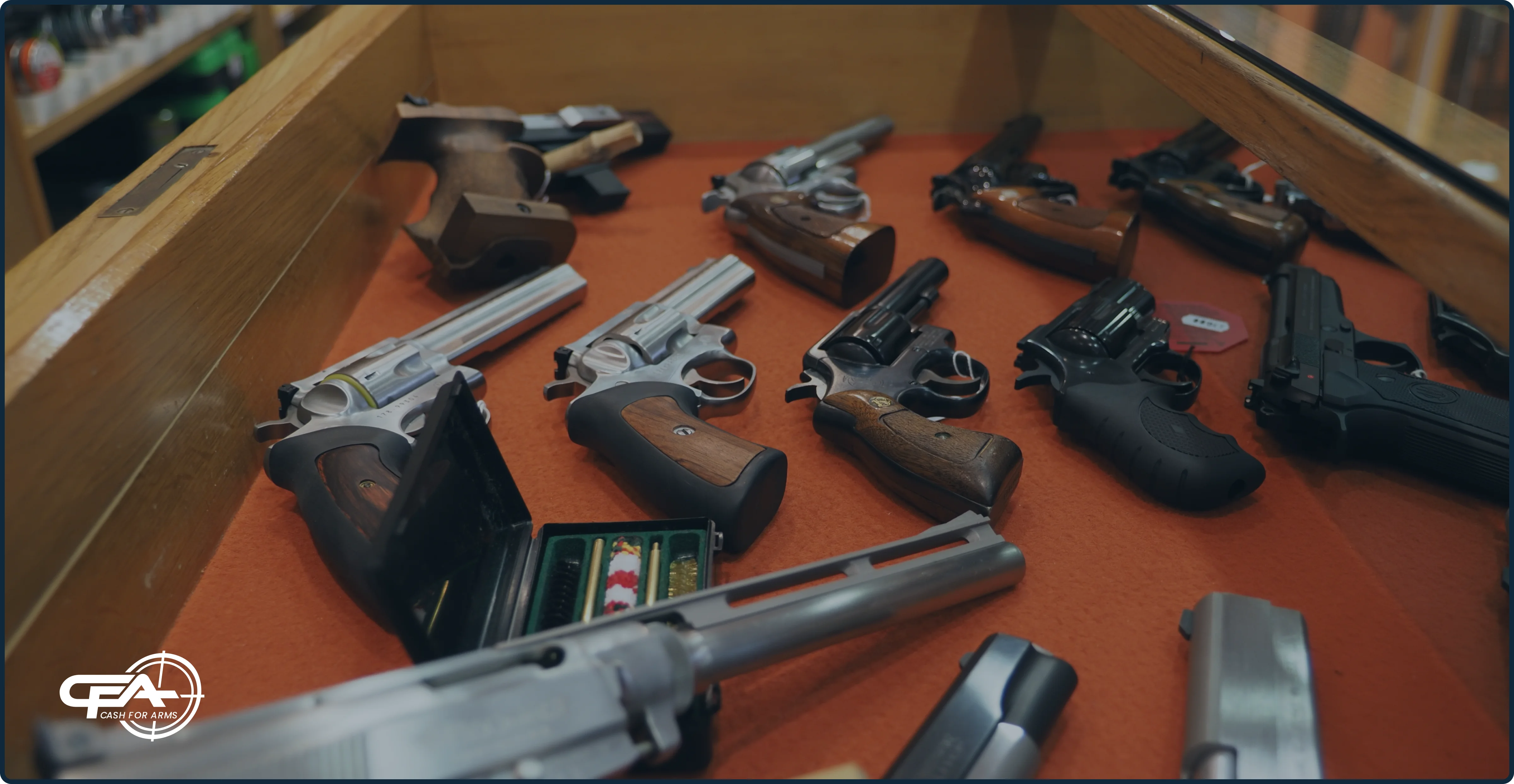 guns for sale in a drawer