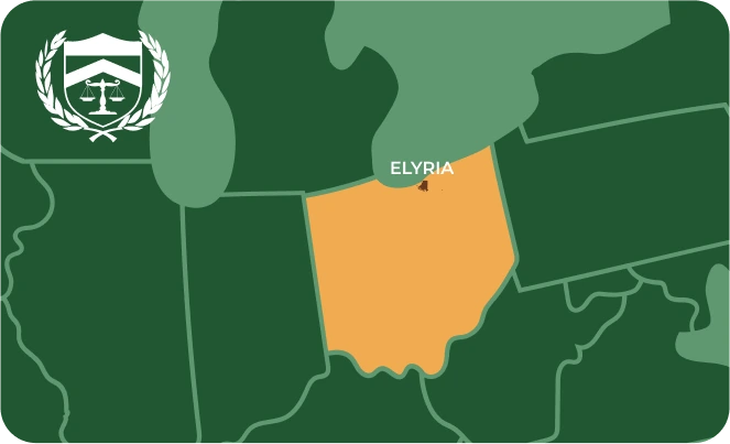 Elyria in Ohio map