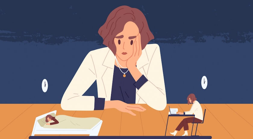 Woman worried about work-life balance
