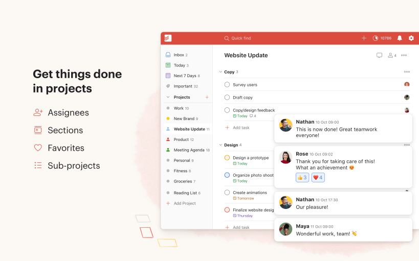 Screenshot showing Todoist app