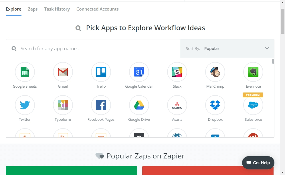 Screenshot of Zapier app for freelancers