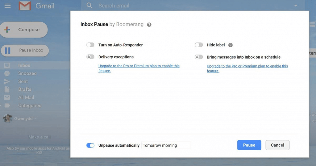 Screenshot of Boomerang app for freelancers