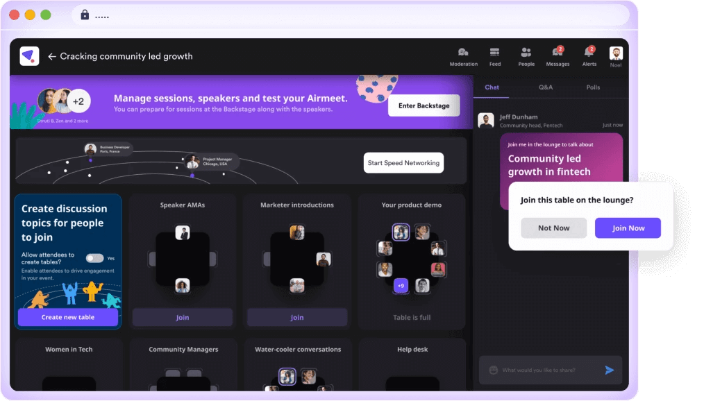 Screenshot of Airmeet app for freelancers