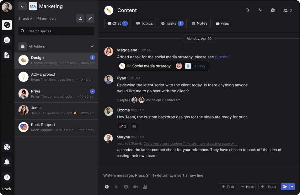 Screenshot of Rock app for freelancers