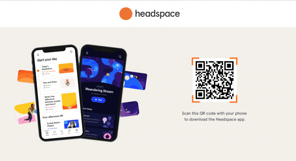 Screenshot of Headspace app for freelancers