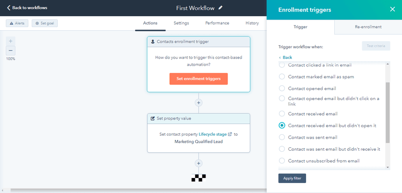 Screenshot of HubSpot dashboard