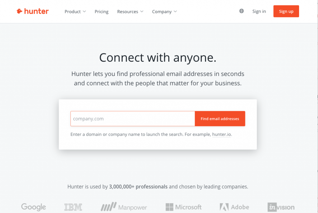 Screenshot of Hunter app for freelancers