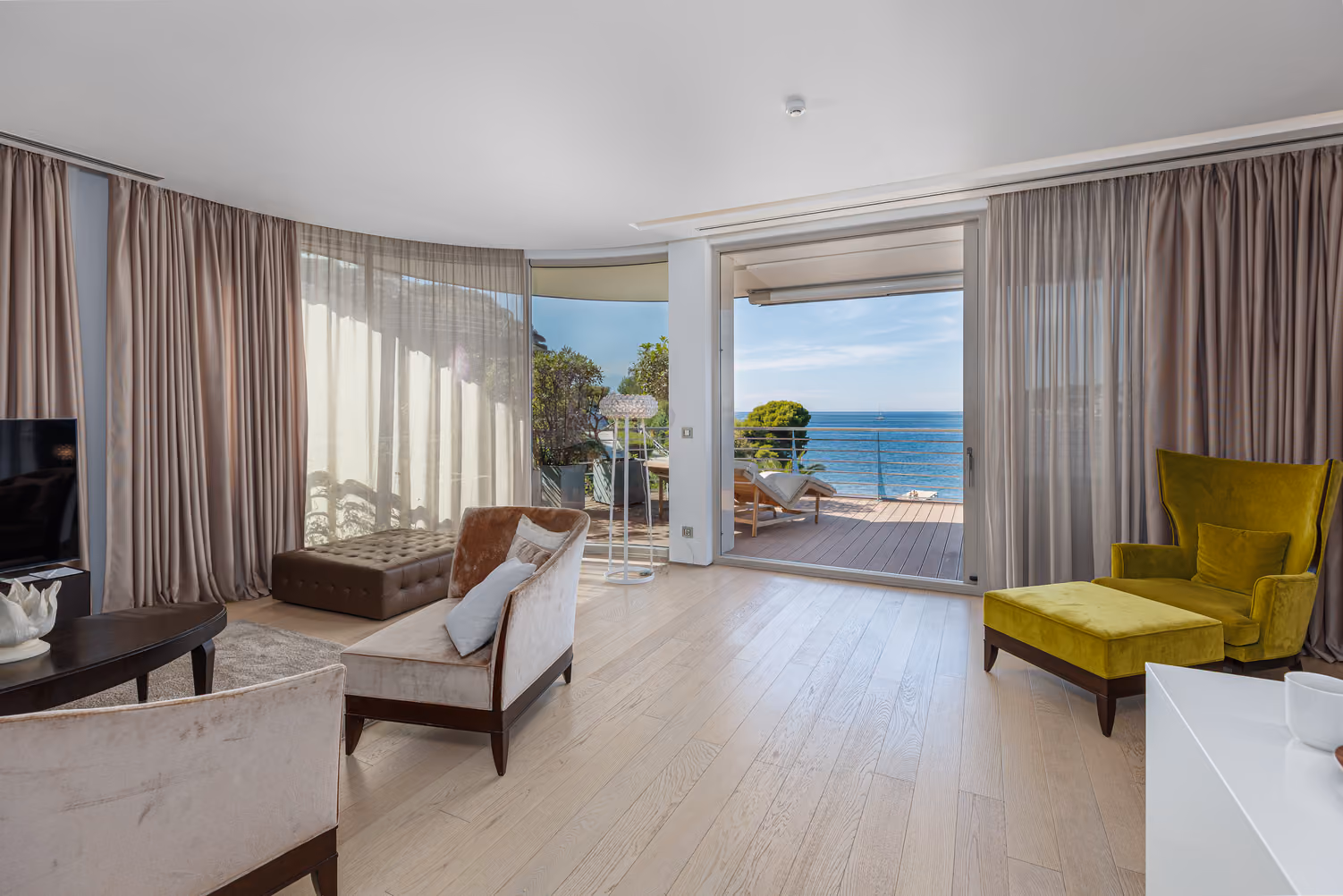 Two-bedroom penthouse with open deck terrace and panoramic views of the Adriatic sea at Dukley Hotel & Resort in Budva.