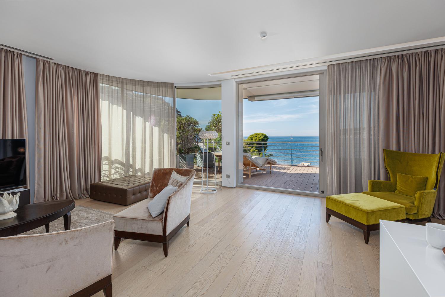 Two-bedroom penthouse with open deck terrace and panoramic views of the Adriatic sea at Dukley Hotel & Resort in Budva.