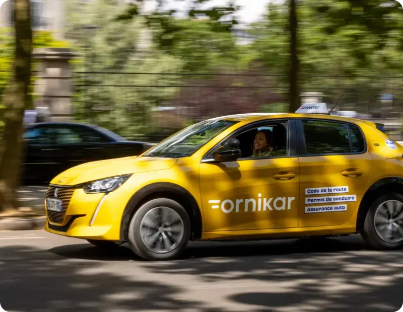 Yellow car for driving lessons
