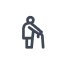 Icon: ältere Person mit Gehhilfe
