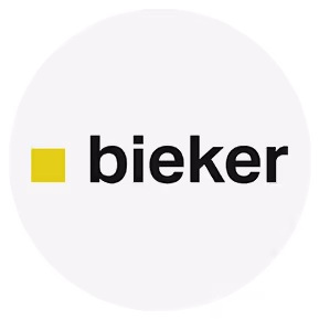 Logo der .bieker AG, bei welcher ein besonderes Augenmerk auf der Sanierung und Umnutzung von Immobilien aus dem 20. Jahrhundert liegt
