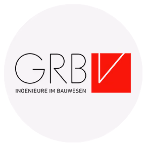 Logo der GRBV, einem Ingenieurbüro mit vielfältigen Tätigkeitsbereichen vom Hochbau bis zum Spezialtiefbau und Brückenbau