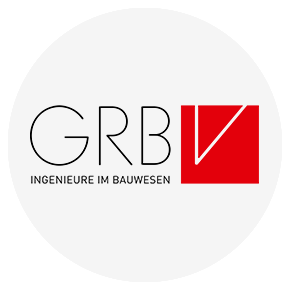 Logo der GRBV, einem Ingenieurbüro mit vielfältigen Tätigkeitsbereichen vom Hochbau bis zum Spezialtiefbau und Brückenbau