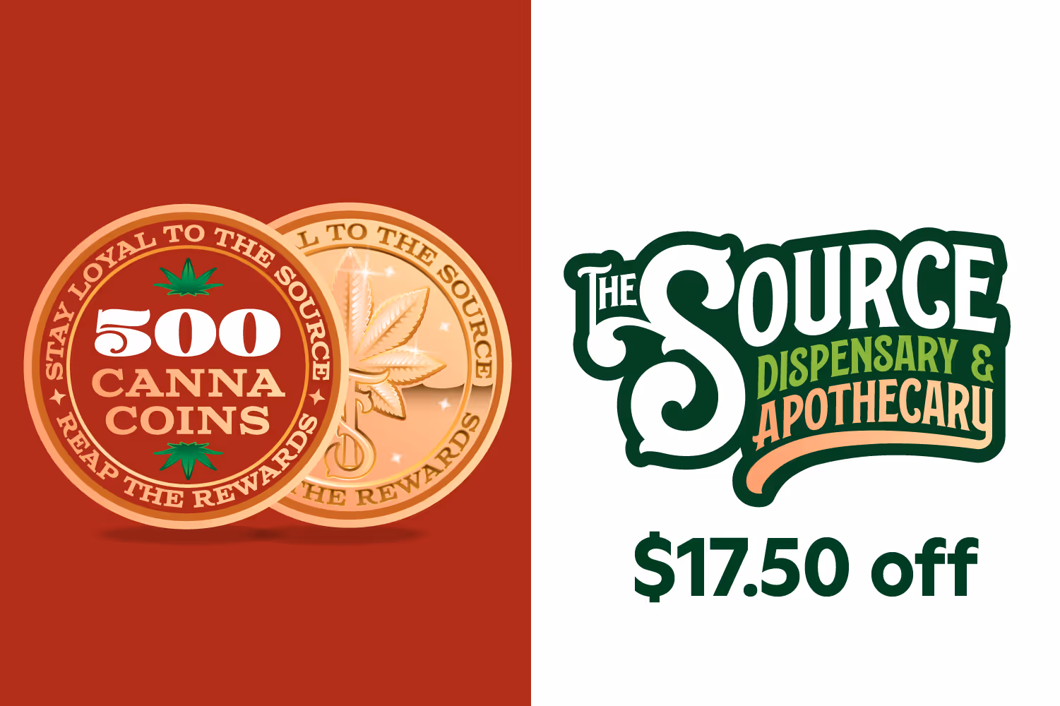 A green awards badge with the text 250 CannaCoins decorated by two marijuana leaves