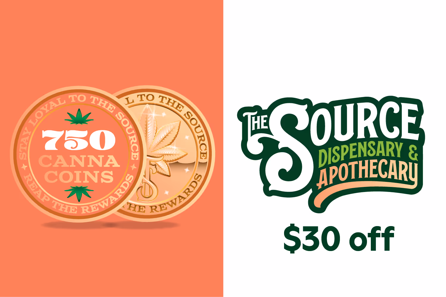 A green awards badge with the text 250 CannaCoins decorated by two marijuana leaves