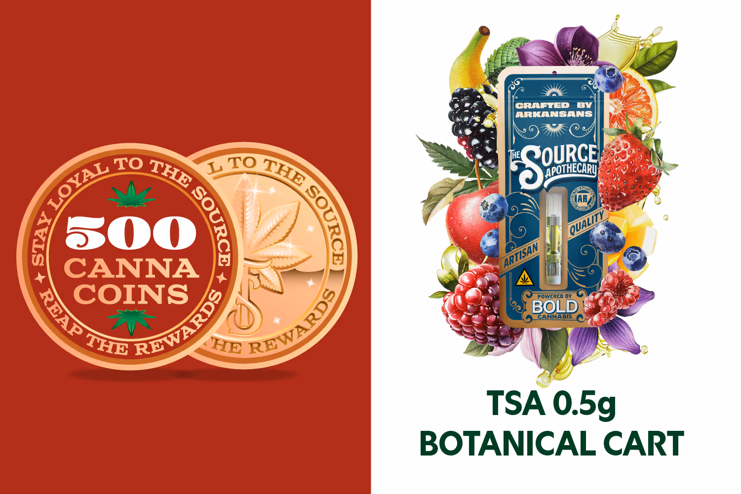 A green awards badge with the text 250 CannaCoins decorated by two marijuana leaves