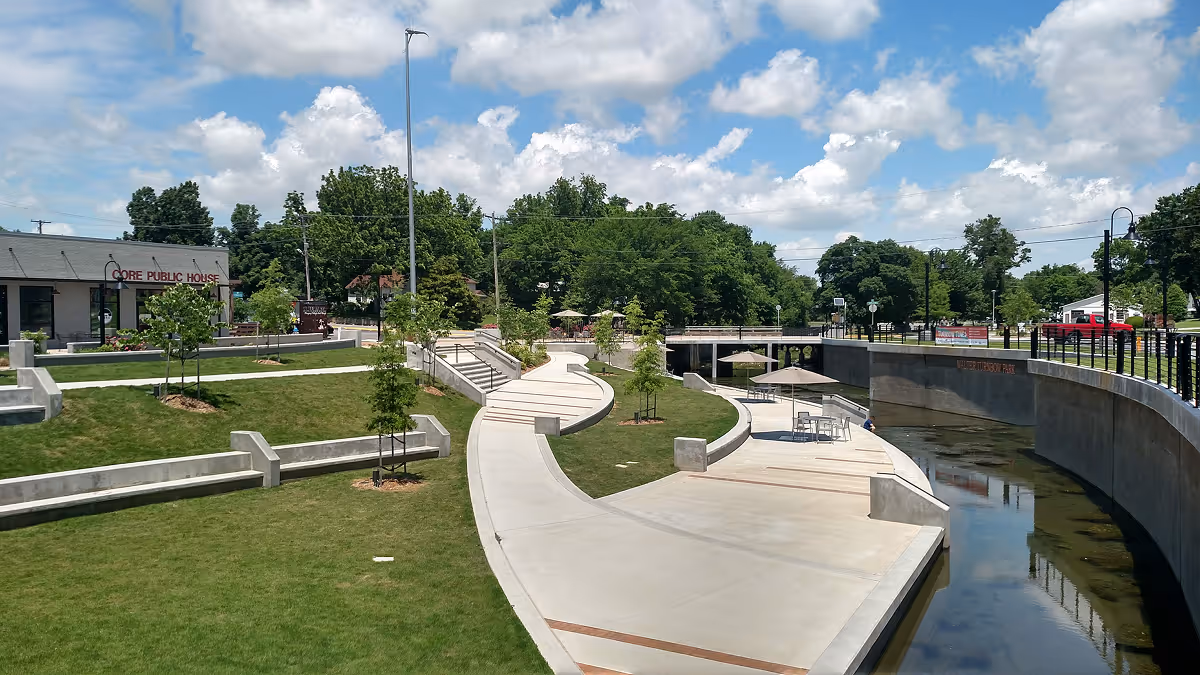 Spring Creek runs through Turnbow Park in downtown Springdale, Arkansas