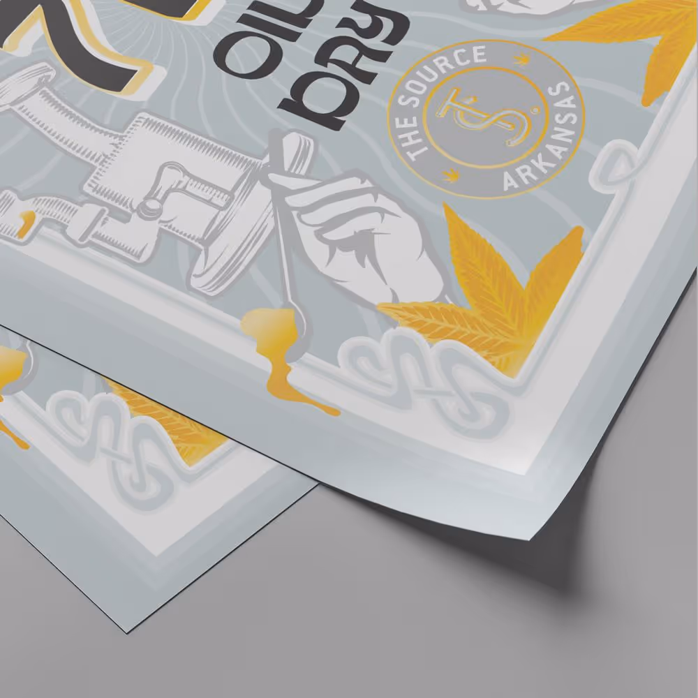 The words "Happy 710" are surrounded by a cartoon-like dab rig, a dab tool dripping with gold oil, as well as clouds of smoke. 