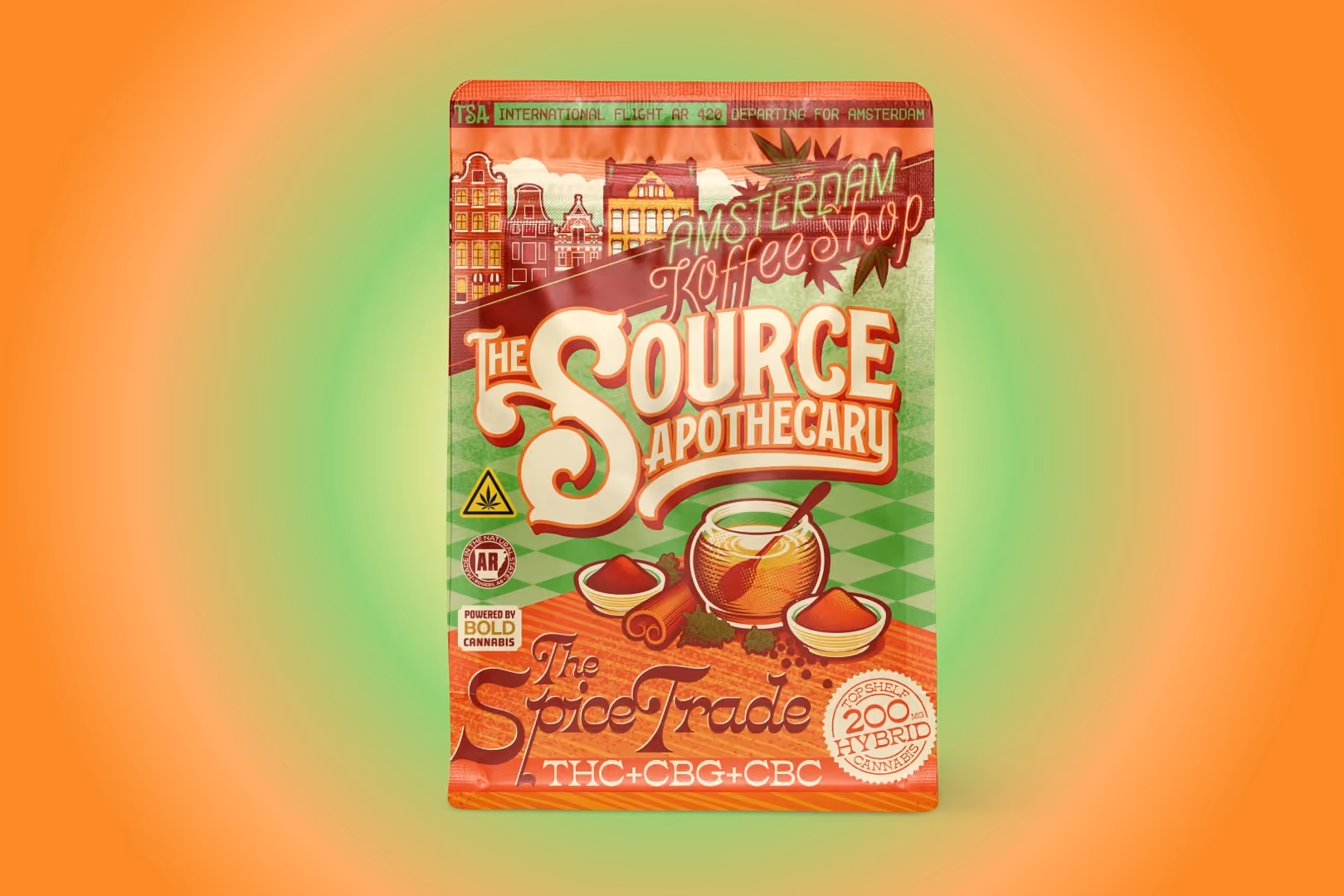 The Source Apothecary The Spice Trade hybrid cannabinoid rich gummies from the Amsterdam Koffeeshop Collection with THC, CBG, and CBC plus anti-inflammatory botanical spices.