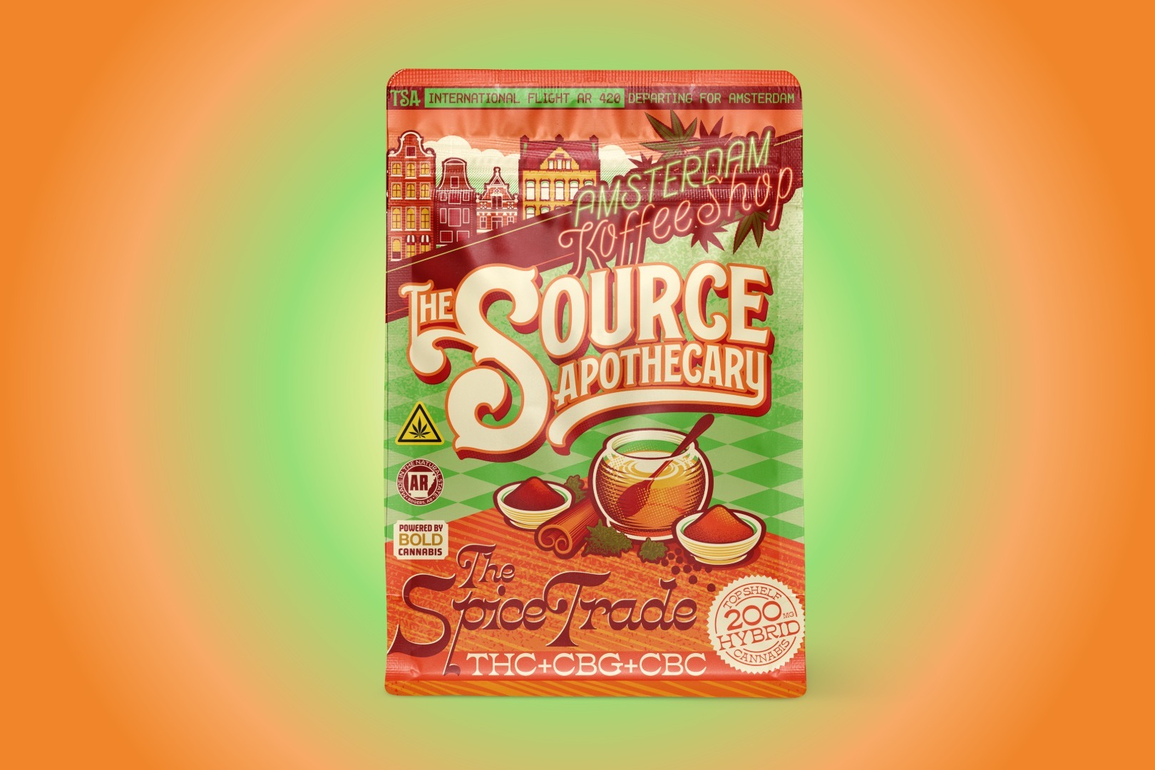 The Source Apothecary The Spice Trade hybrid cannabinoid rich gummies from the Amsterdam Koffeeshop Collection with THC, CBG, and CBC plus anti-inflammatory botanical spices.