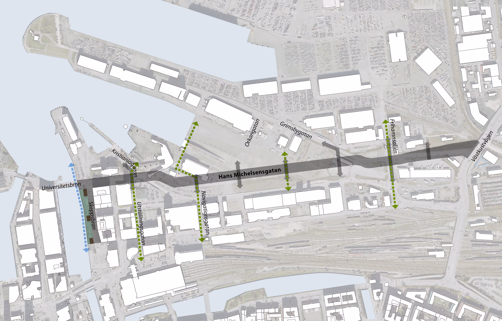 Ny huvudgata och entré i hamnen