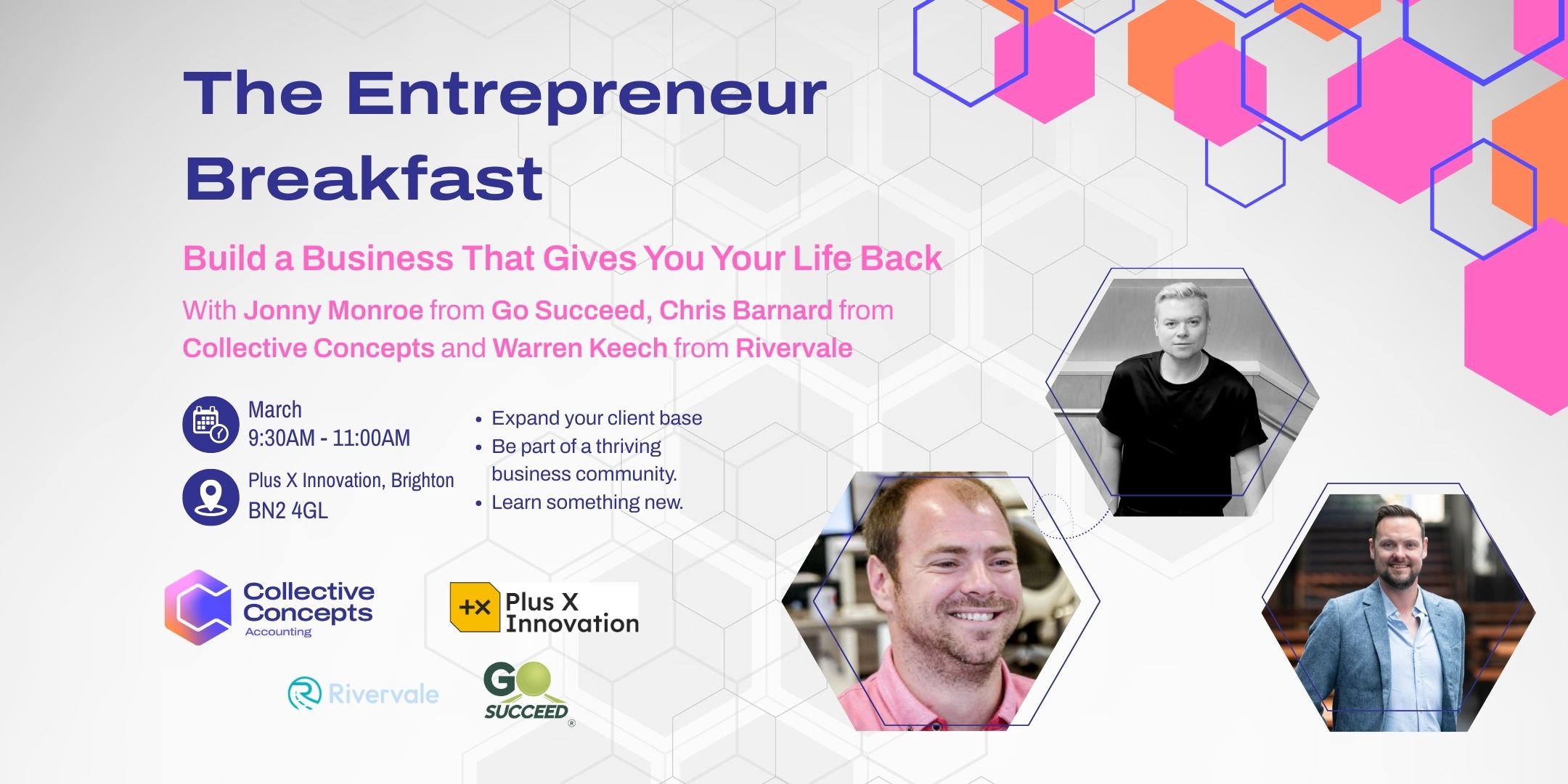 Entrepreneur breakfast event flyer with info
