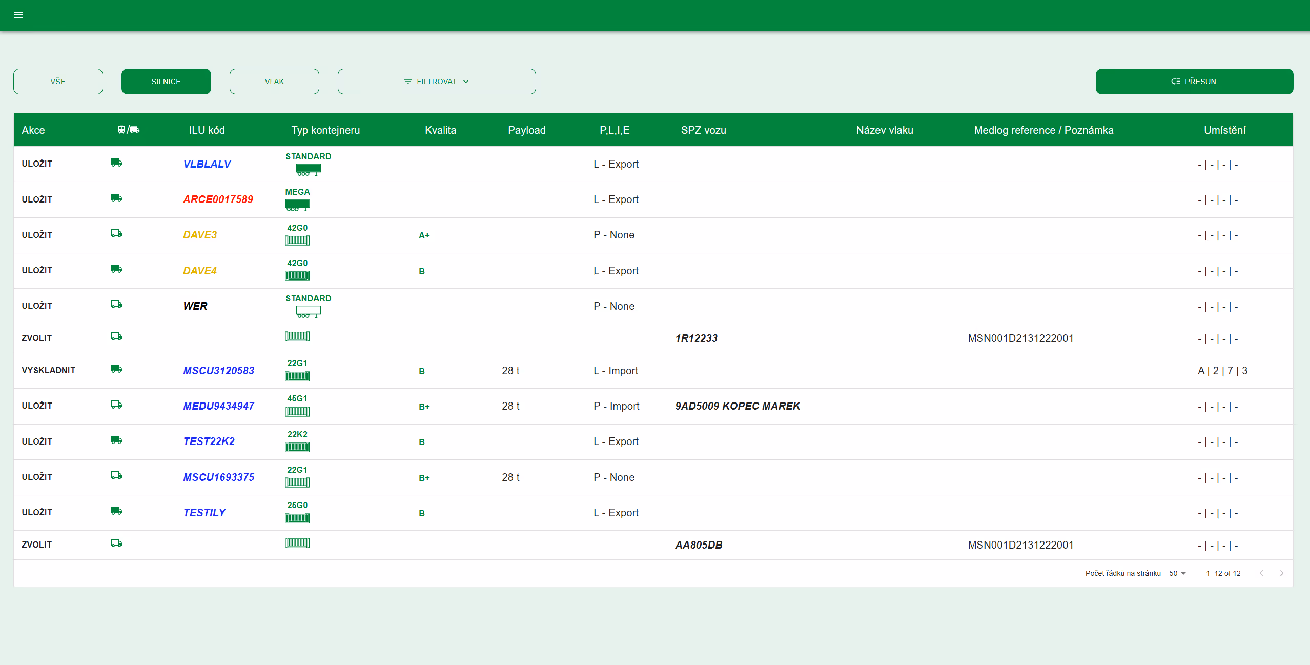 webová aplikace pro terminal mošnov
