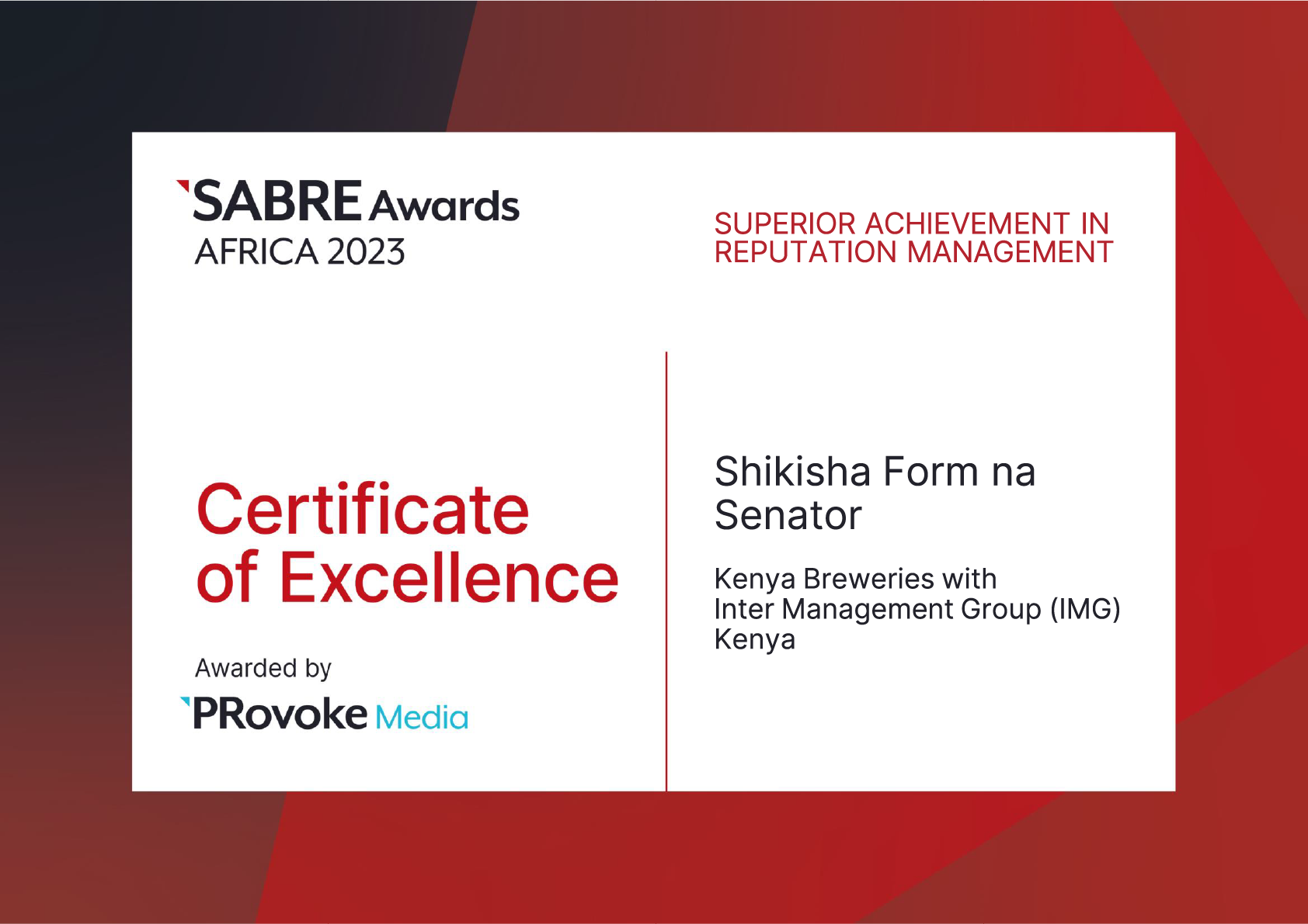 IMG Kenya Award