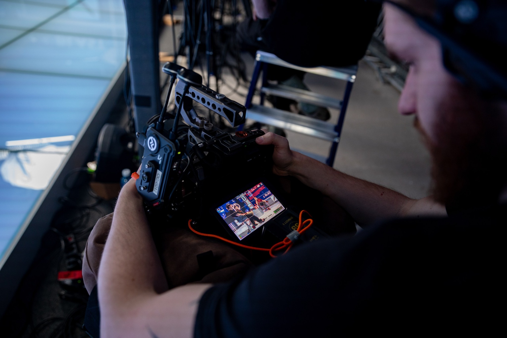 Camera operator filming inside BLAST Studio