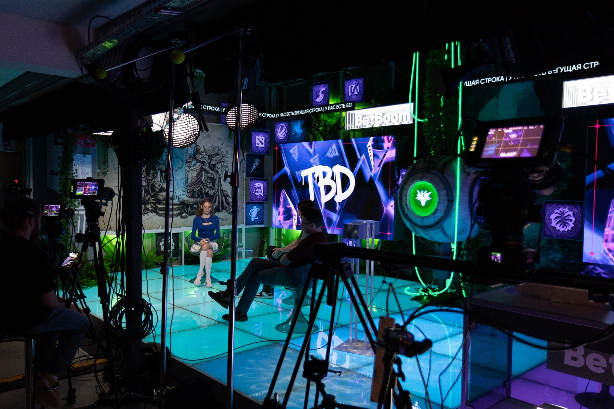 Wide behind-the-scenes view of the live BLAST Studio production set