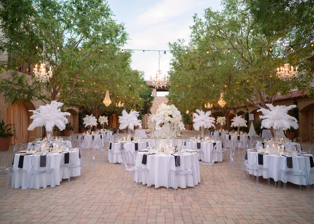 White and black outdoor wedding.