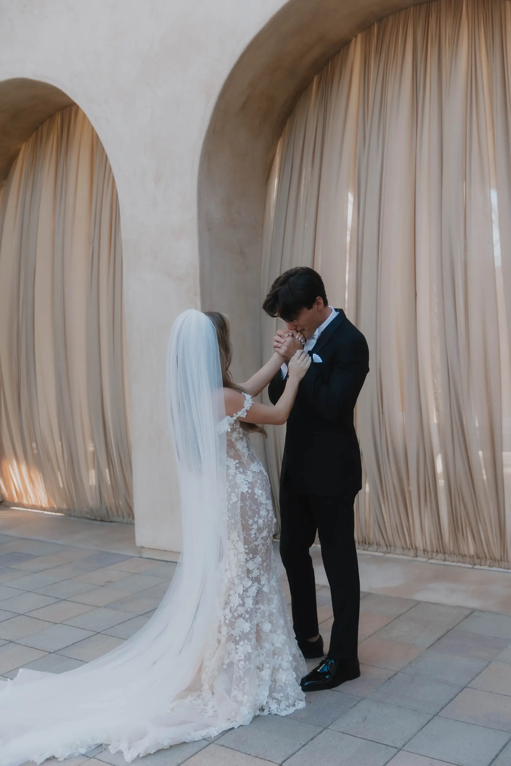 Emotional first look reaction.