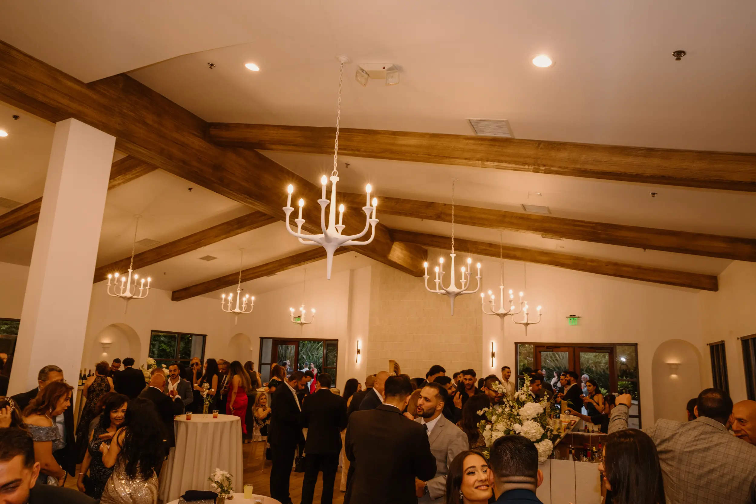 Indoor wedding cocktail hour.