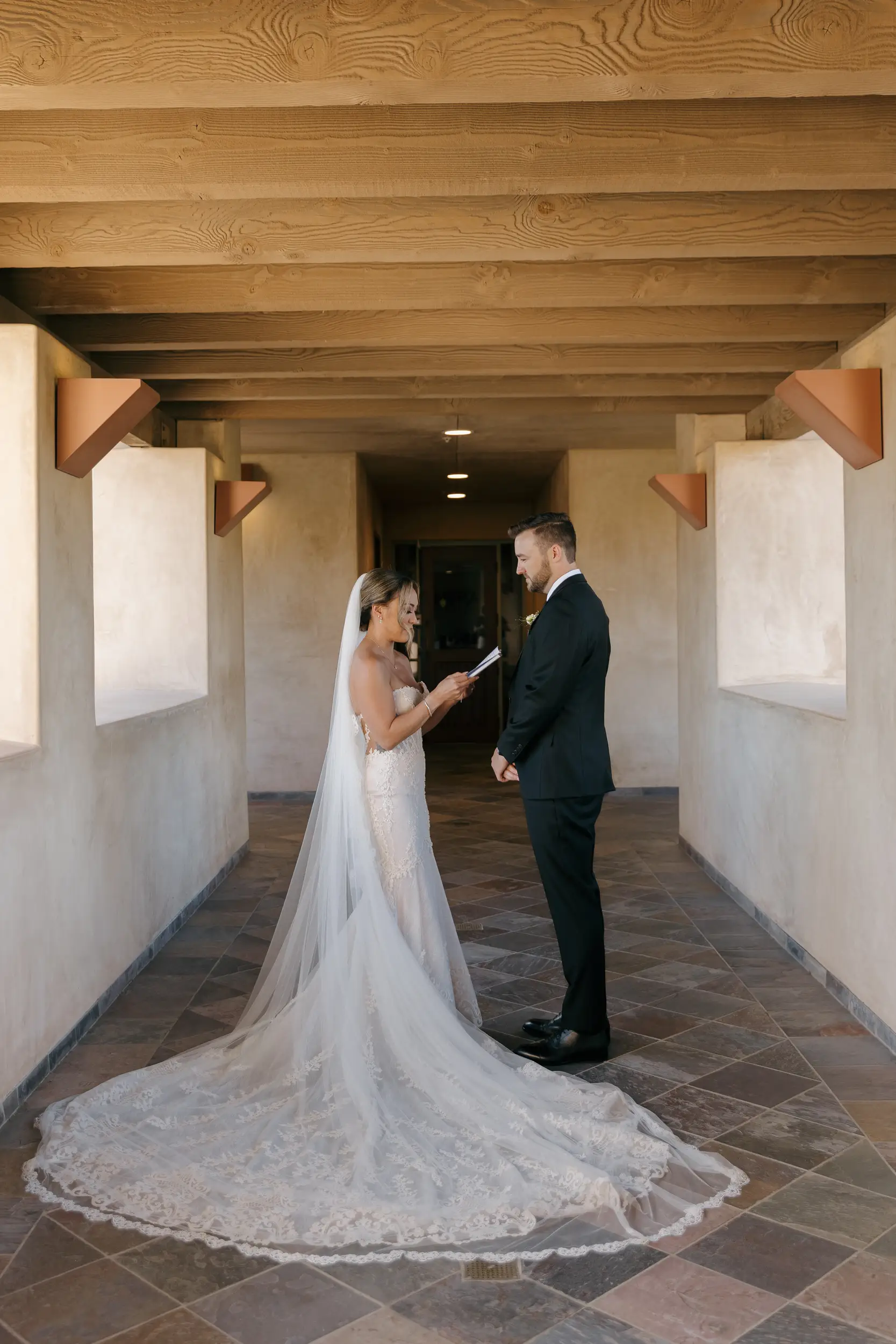 Bride and groom share private vows.