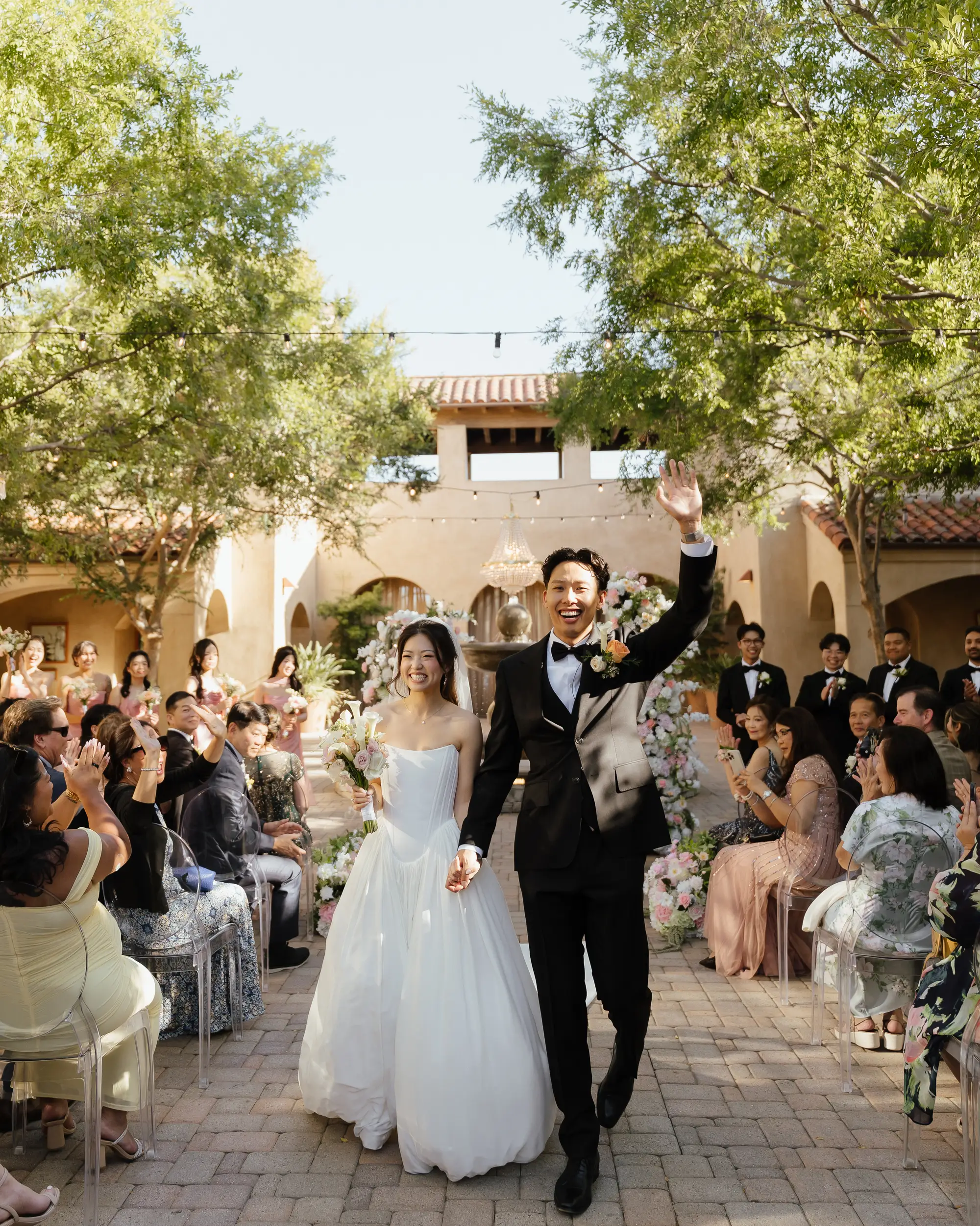 Pink and peach summer wedding at Serra Plaza.