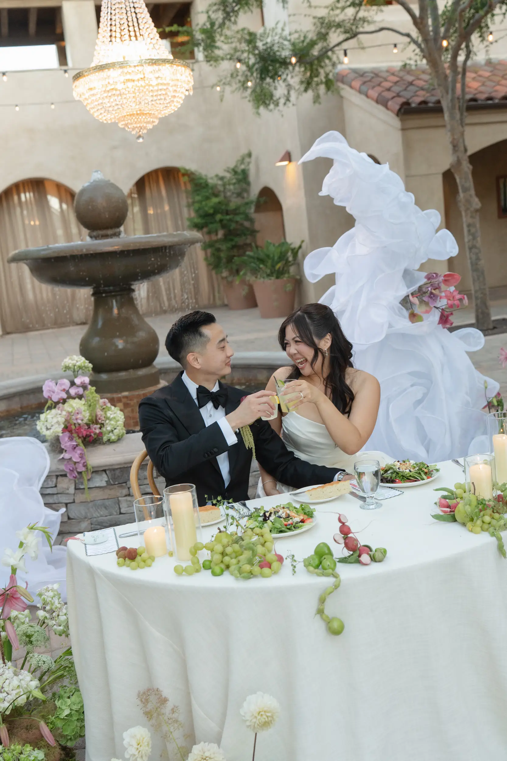 Bride and groom at sweetheart table.