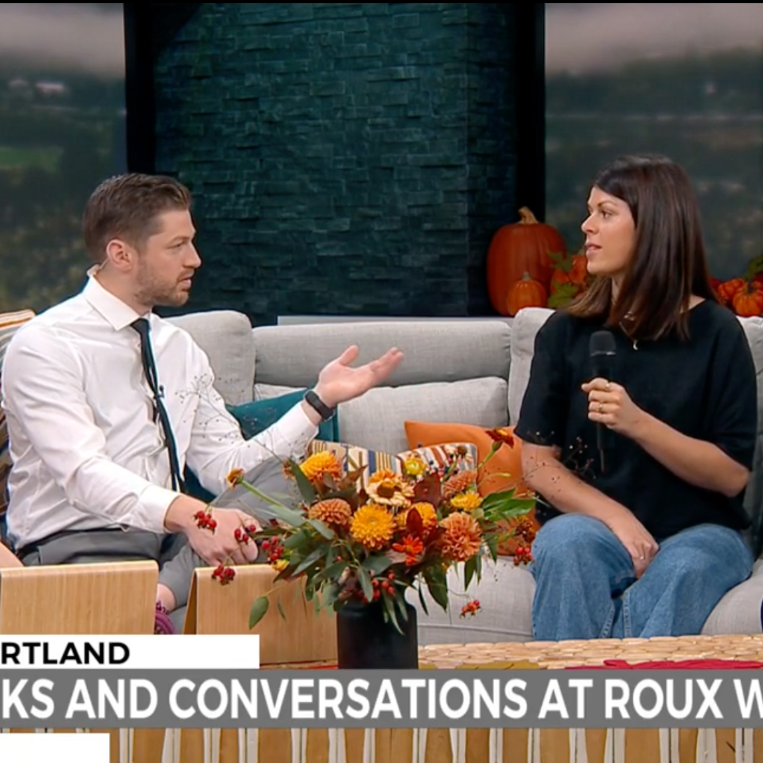 Jenna Winkler and Abby Guyer on KOIN's AM Extra Foodie Friday being interviewed by hosts Emily Burris and Travis Teich