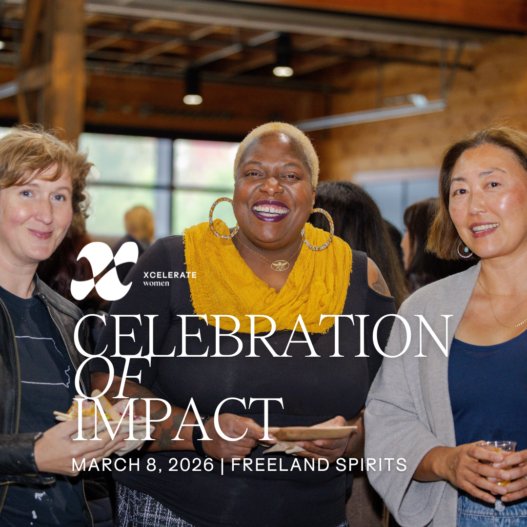 three women at a networking event